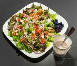 Blueberry Bacon Sage Salad with Pink Herb Dressing