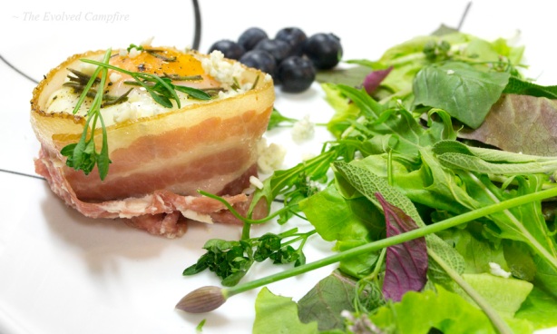 Bacon Salami Egg Basket Edible Flowers Salad